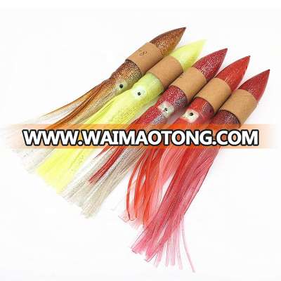 12"/ 31cm Bulb Soft Fishing Lures Saltwater Octopus Squid Skirt Lure Hoochies Soft Squid Lure