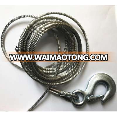 Galvanized Trailer Winch cable steel wire rope with hook