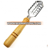 Stainless Steel Fish Scaler with Wooden Handle